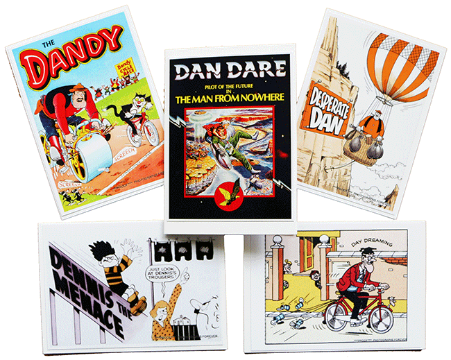 A selection of Vintage Comic Strip Card and Prints 